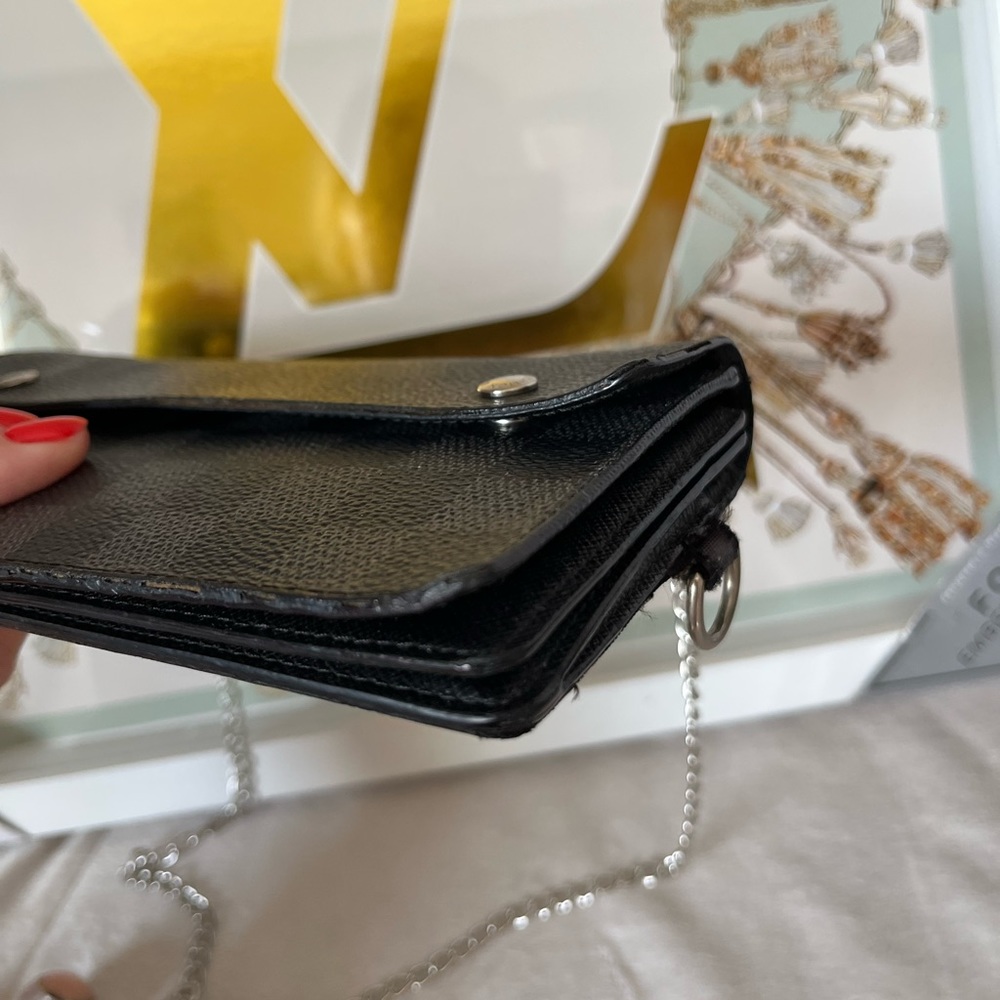 Louis Vuitton Black Damier Graphite Long Wallet on Chain - Picture 11 of 14